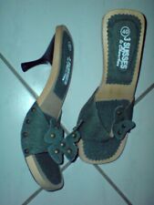 Pantolette Jeansoptik Blau und Holzsohle Größe 40 Neu