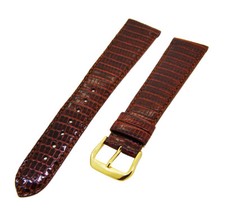 Uhrenarmband Leder Braun 20mm Ton in Ton XL Dornschließe Gold Ersatzband NEU