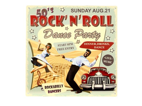 Blechschild rock roll - n', roll"