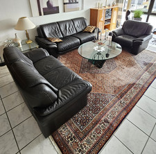 Leder Sofagarnitur schwarz