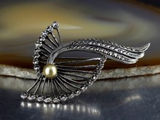 Brosche silber 835 kunstperle - silber,