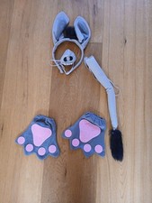 Esel-Kostüm Erwachsene Kinder Ohren auf Haarreif, Schwanz Set  Zubehör Karneval 