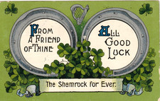 AK  Harfe und Kleeblatt  die National-Symbole von Irland- 1908 - USA