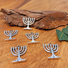 5 Stück Kerzenhalter Menora Kettenanhänger Charms Schmuckherstellung (14)