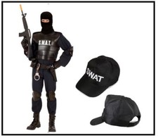 SWAT Agent Officer Undercover Polizist Herrenkostüm Weste Maske Karneval