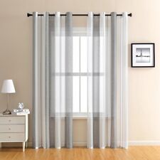 2er Set Grau Transparent Vorhang Voile Gardinen mit Ösen Vorhänge Wohnzimme