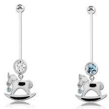 Bauchnabelpiercing Schwangerschaft Baby SCHAUKELPFERD Ohrstecker Ohrschmuck Ohr