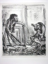 A. Paul Weber, Lithographie 1978, signiert, Verschiedener/Geteilter Meinung