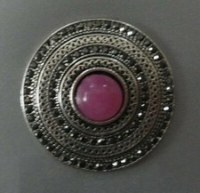 Magnetbrosche rund Strass u
