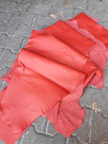 Lederreste rot glatt - kg,