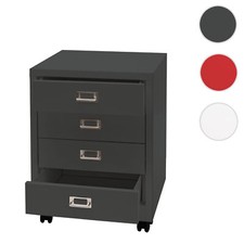 Rollcontainer HWC-L49, Stahlschrank Aktenschrank, Metall 55x40x41cm 4 Schubladen