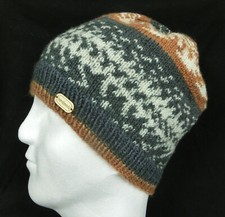 Herren Strickmütze Beanie Merinowolle Norweger-Art Handarbeit Unikat  Gr. L - XL