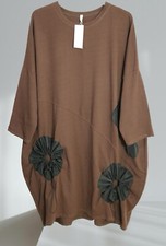 Lagenlook Kleid Tunika Shirt Überwurf Long EG 48 50 52 54 56 XL XXL XXXL braun
