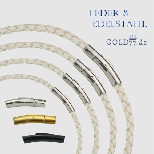 Lederkette geflochten weiß - lederkette, |