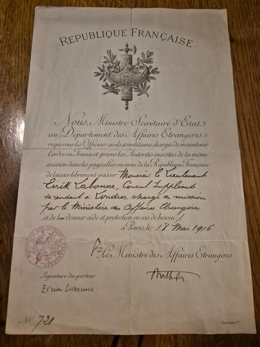 1916 france reisepass diplomat - 1916,