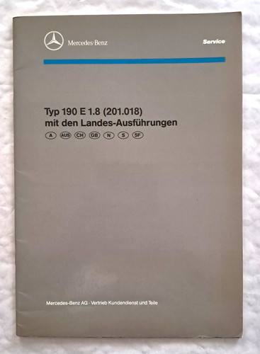 Handbuch mercedes 190 8 - e, 1.8