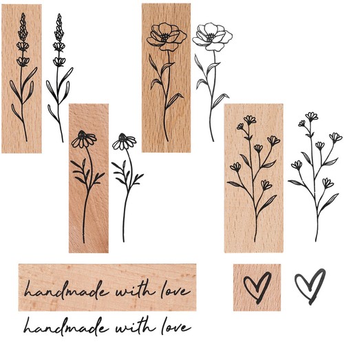 Holzstempel set vintage blumen - holzstempel,