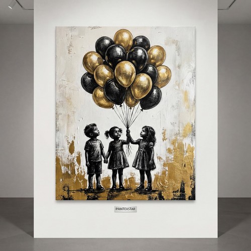 Banksy kinder gold - banksy-kinder, gold-schwarz