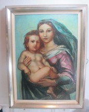 Ölbild Ölgemälde Maria mit Jesuskind Kopie von Sixtinische Madonna Raffael