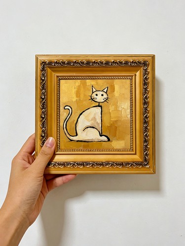 Gold katze sitzend - gold,