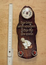 ♥ Regal Haken Schlüsselbrett Thermometer mit Spruch ♥ Holz Nussbaum