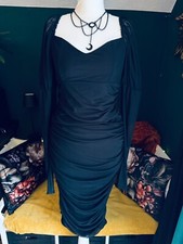 ? Schlauch Kleid Feiertag Stretch Party XS 34 Schwarz  Mesh transparent Gothic