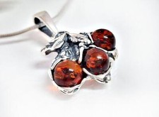 Bernstein Haselnüsse Anhänger Silber 925 Kette 42-50cm echt Sterlingsilber ba716