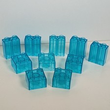 Konvolut 10 blaue Lego Duplo klare Steine durchscheinend transparent 2x2 & 2x1