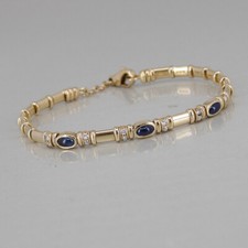 Armband in 750/18k Gelbgold, Saphir Cabochons und Brillanten , Länge ca. 15,5 cm