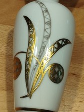 Rar Hertel Jacob Bavaria Kleine Vase Porzellan Alt Handmalerei Gold Grau Selten 