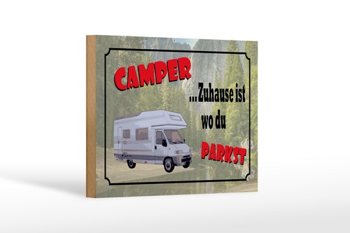 Holzschild camping 12x18 - holzschild,
