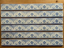 31 Jugendstil Fliesen Bordüre Kacheln Blau Weiß Mohn Shabby 1900 4,5 Meter Fries