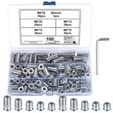 Einschraubmutter, Gewindeeinsatz Holz, Sechskantmuttern 100 Stück