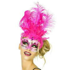 Pinke-Violette VENEZIANISCHE FEDERMASKE / Karneval Fasching Venedig Noten Maske
