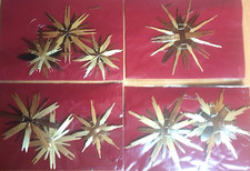 Set 9 große Strohsterne Weihnacht Schmuck Baumbehang Handarbeit 9 - 14 cm natur