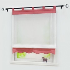 Raffrollo mit Schlaufen Kariert Raffgardine Landhaus Gardinen Küche Modern Weiß