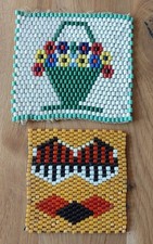 2 x DDR Glasperlen Untersetzer