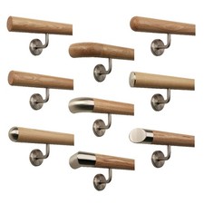 Handlauf Esche gew. Edelstahl Halter Endstücke Wand Treppe Podest Geländer V2A