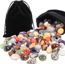 Edelstein Set 2cm Natürliche Trommelsteine Edelsteine für Kinder Groß mit Schwar