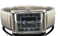 DAMEN  UHR  " TANK "  EDELSTAHL MIT  FLEXARMBAND , ZB SCHWARZ #  SCHMUCKJAGD