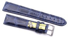Uhrenarmband 19mm Kroko Louisiana Alligator, Made Germany 19/16mm blau, shiny