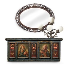 antike Truhe sakrale Bemalung