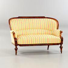 Sofa Salonsofa Neo Rokoko Stil Mahagoni Stoff Creme gelb - Federkern wie neu