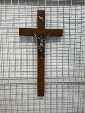 Altes Wandkreuz Holz Messing