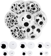 172 Stück Wackelaugen Knopfaugen 8mm 10mm 12mm 15mm 18mm 20mm Schwarz Puppe