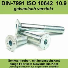 M8 DIN 7991 Senkschrauben verzinkte 10.9 Innensechskant Senkkopf ISO 10642 Stahl