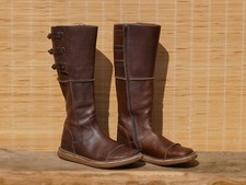 robuste Stiefel KICKERS braun Leder Schnallen Reißverschluss Gr. 36