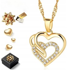 Elegante Damen Goldkette Herz mit Zirkonia Anhänger Mode Schmuck Trend