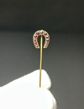 antike Anstecknadel mit Granat Steinen Hufeisen Glücksbringer