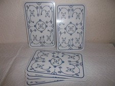 Indisch blau Strohblume 6 Frühstücksbrettchen aus Kunststoff, sehr guter Zustand